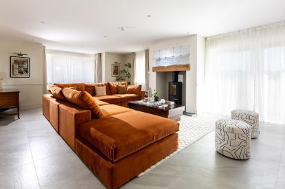 The sitting room at The Meadow Retreat, Cornwall