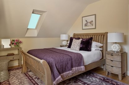 A king-size bedroom at Estate Lodge, Welsh Borders
