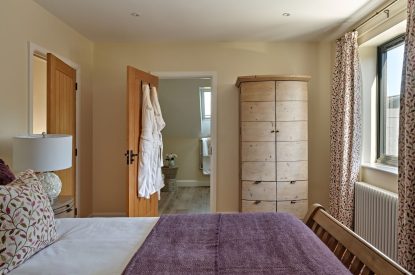 A king-size bedroom at Estate Lodge, Welsh Borders