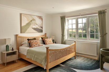A king-size bedroom at Estate Lodge, Welsh Borders
