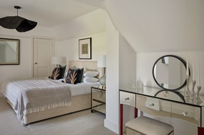 A king-size bedroom at Estate Lodge, Welsh Borders 