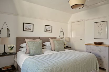 A king-size bedroom at Estate Lodge, Welsh Borders 