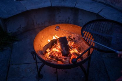 The fire pit at Brackenfell Lodge, Herefordshire