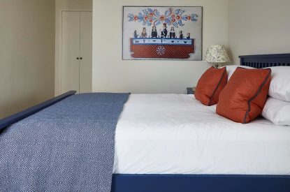 A king-size bedroom at East Barn, Norfolk