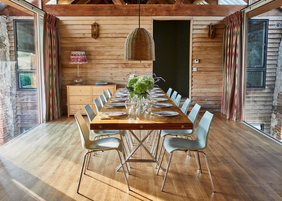 The dining room at East Barn, Norfolk