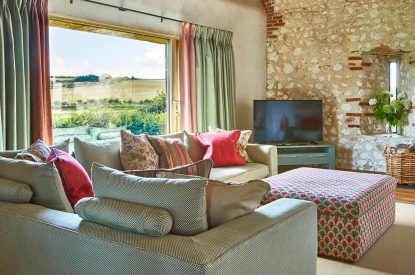 The living room at East Barn, Norfolk
