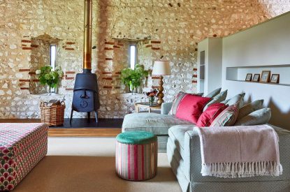 The living room at East Barn, Norfolk