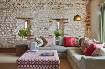 The living room at East Barn, Norfolk