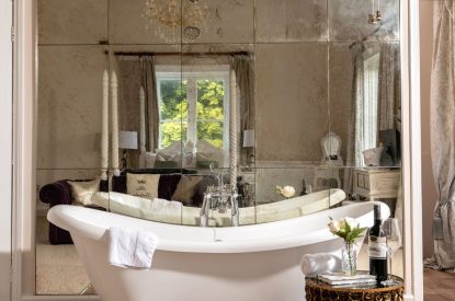 The roll-top bath at The Victorian Manor, Dorset