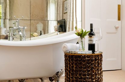 The roll-top bath at The Victorian Manor, Dorset