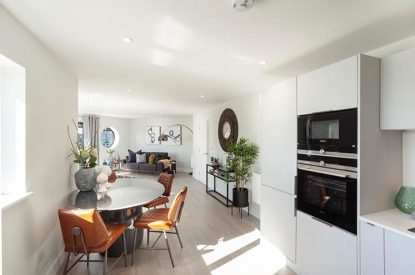 The dining kitchen area at Reefside, Devon