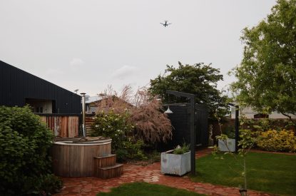 The wood-fired hot tub at Sutton Farmhouse, Leicestershire 