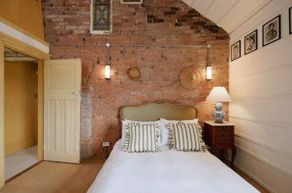 A doube bedroom at Sutton Farmhouse, Leicestershire