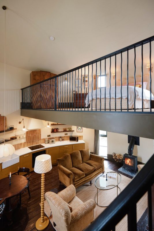The open plan living space at Bonny Cabin, Leicestershire