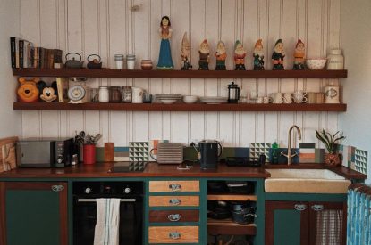 The kitchen at Poppy's Cabin, Leicestershire