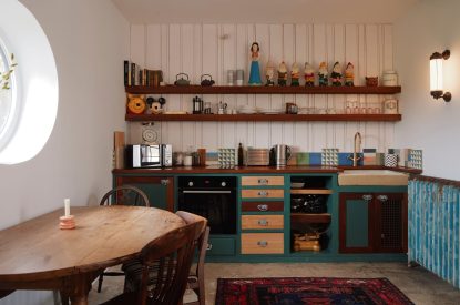 The kitchen at Poppy's Cabin, Leicestershire