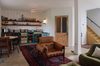 The open plan living area at Poppy's Cabin, Leicestershire