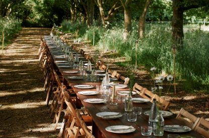 Outdoor dining at Poppy's Cabin, Leicestershire