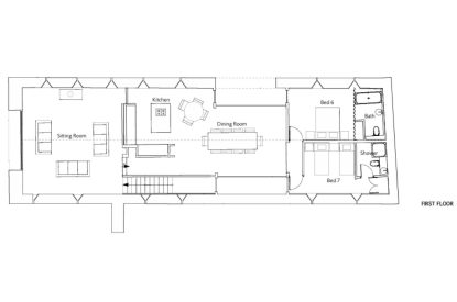 The floorplan at East Barn, Norfolk