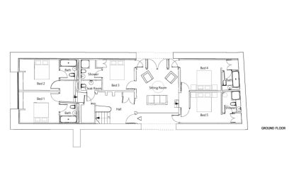 The floorplan at East Barn, Norfolk