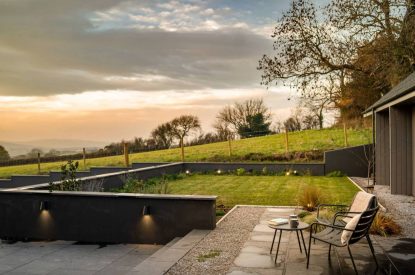 Outdoor seating area at Bracken Grange, Ceredigion