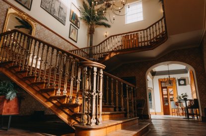 The grand staircase at Stoke Hall, Nottinghamshire