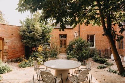 Outdoor seating at Stoke Hall, Nottinghamshire
