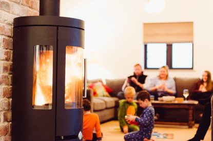 The log burner at Malbank Barn, Cheshire