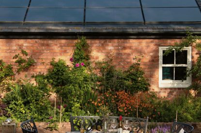 Outdoor dining space at Fox Hallow, Cheshire