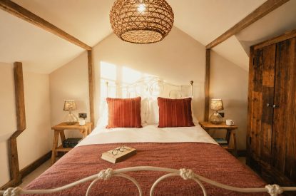 A king-size bedroom at Fox Hallow, Cheshire