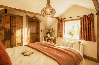 A king-size bedroom at Fox Hallow, Cheshire
