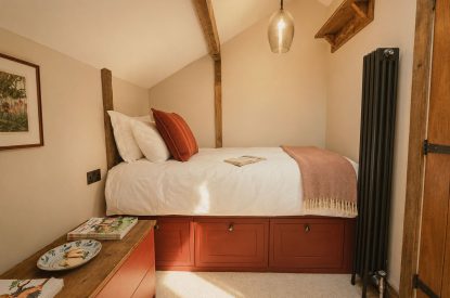 A king-size bedroom at Fox Hallow, Cheshire
