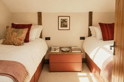 A twin bedroom at Fox Hallow, Cheshire