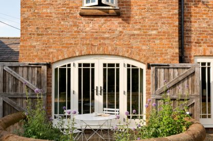 Outdoor dining space at Fox Hallow, Cheshire