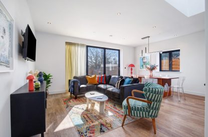 The open plan living area at The Wivenhoe Hideaway, Essex
