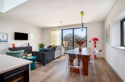The open plan living area at The Wivenhoe Hideaway, Essex