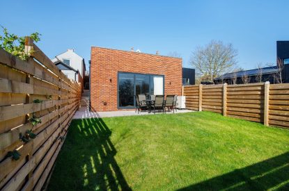 The south facing-garden at The Wivenhoe Hideaway, Essex