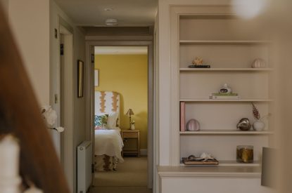 A super-king-size bedroom at Isla Farmhouse, Perthshire