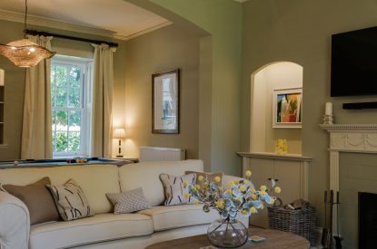 The sitting room at Isla Farmhouse, Perthshire