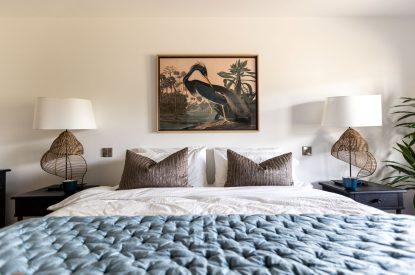 A king-size bedroom at Mount's Bay House, Cornwall
