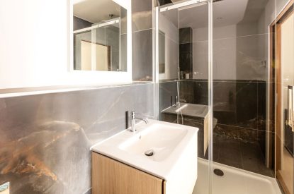 An en-suite shower room at Mount's Bay House, Cornwall