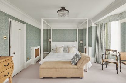 The master bedroom at Coastal Manor Retreat, Hampshire