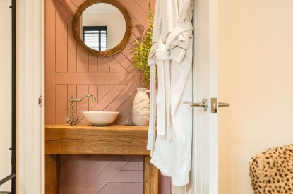 A shower room at Clay Hill House, Chapmanslade, Wiltshire