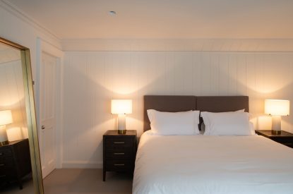 A super king size bedroom at Muirfield Green, East Lothian