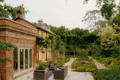 The outdoor seating area at Cheshire Manor, Bickerton