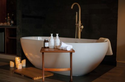 A free standing bath at Silver Crescent House, Lake District