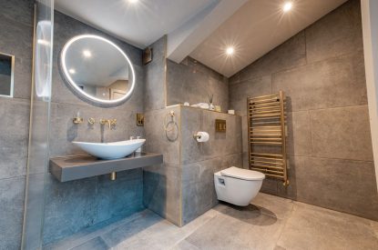 A shower room at Silver Crescent House, Lake District