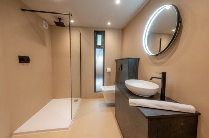 A shower room at Silver Crescent House, Lake District