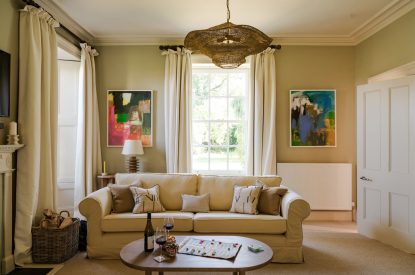 The living room at Isla Farmhouse, Perthshire