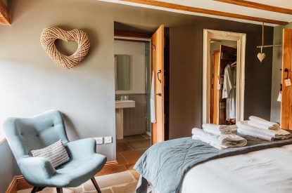 A king-size bedroom at The Mill Courtyard, Herefordshire